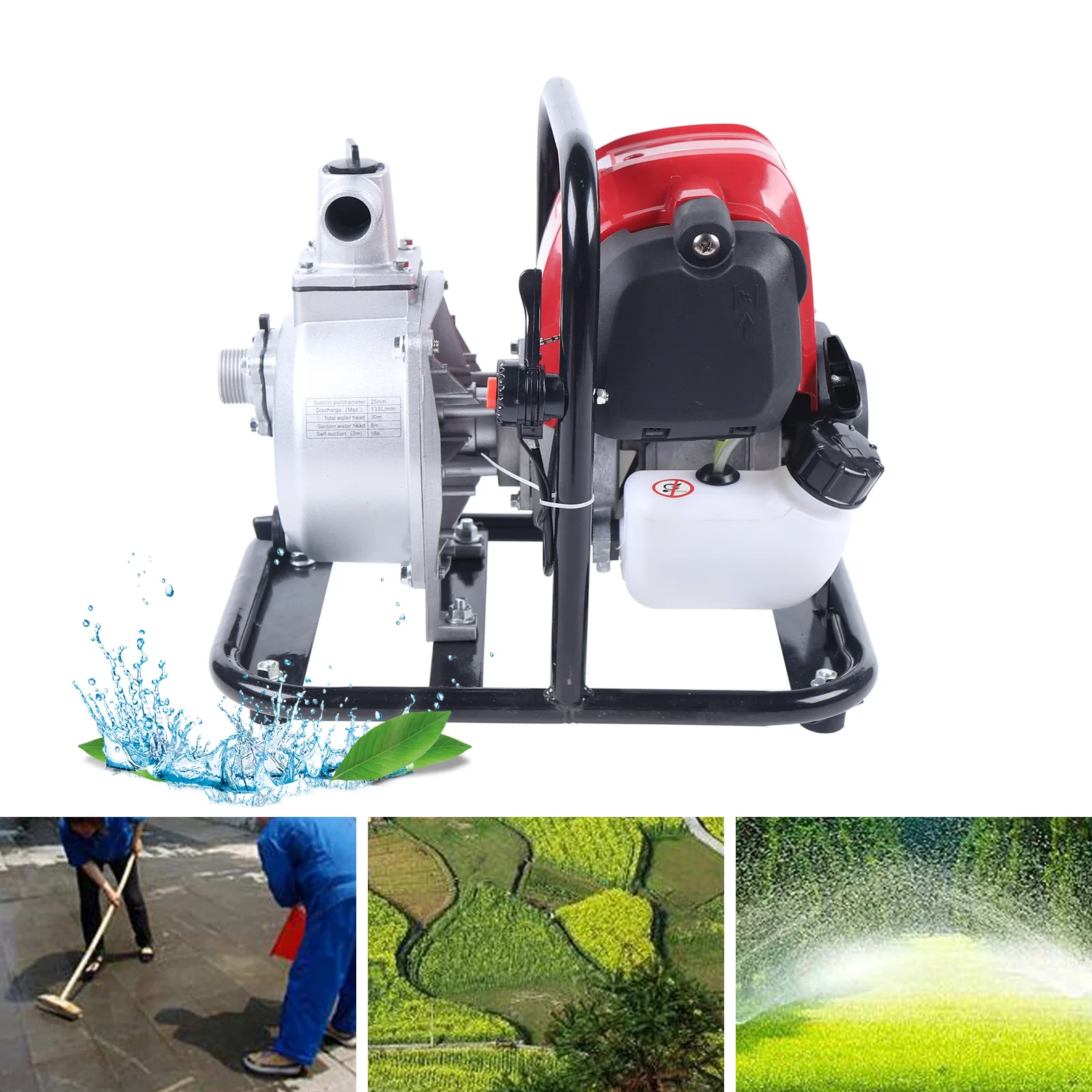 

Single-Cylinder, Air-Cooled, Four-Stroke, Garden Lawn Pumping Watering, Portable Gasoline Engine Water Pump Pump