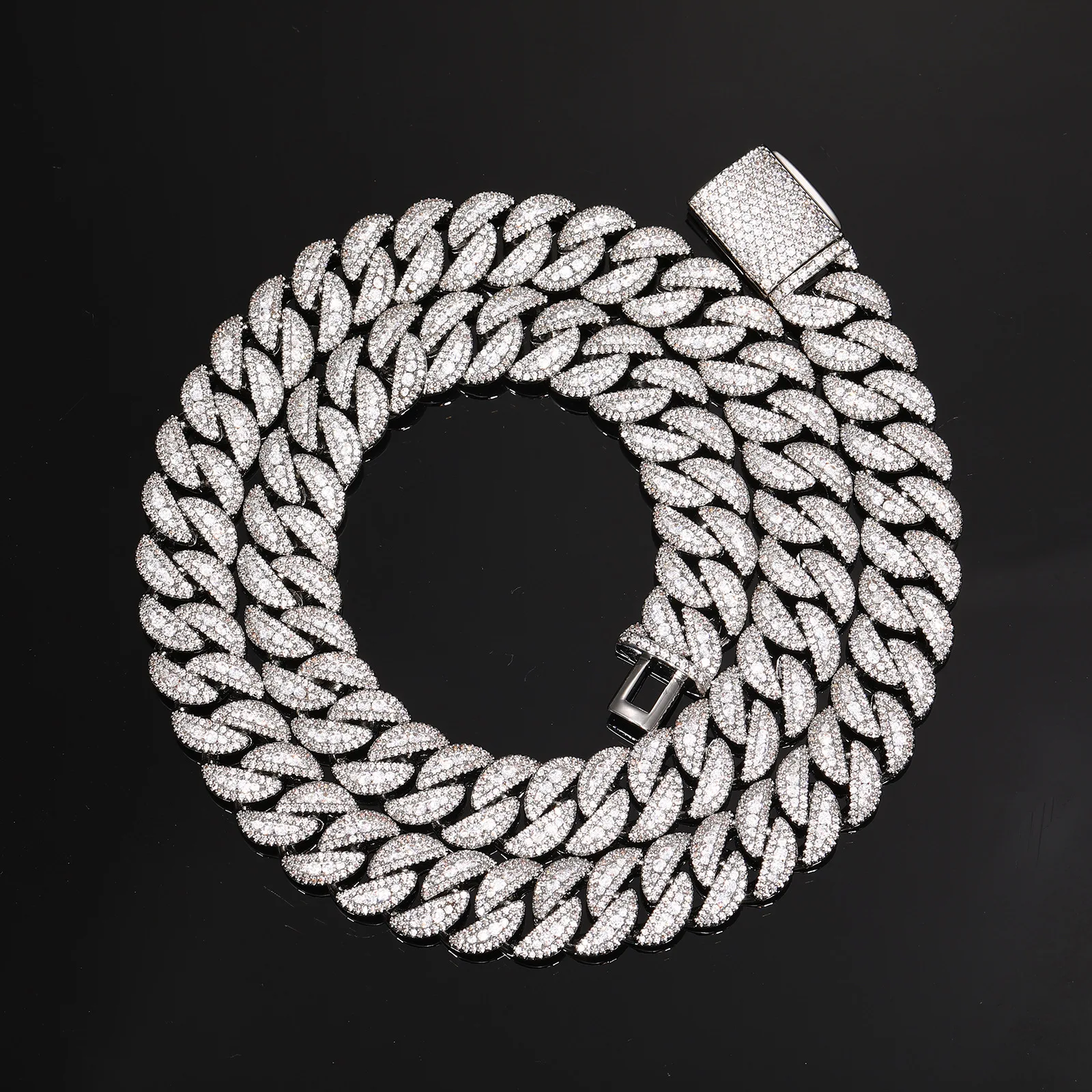 Stylish birthday gift choice for couples, 14mm Bubble Full Diamond Necklace; artificial diamonds firmly fixed on PT950 Platinum