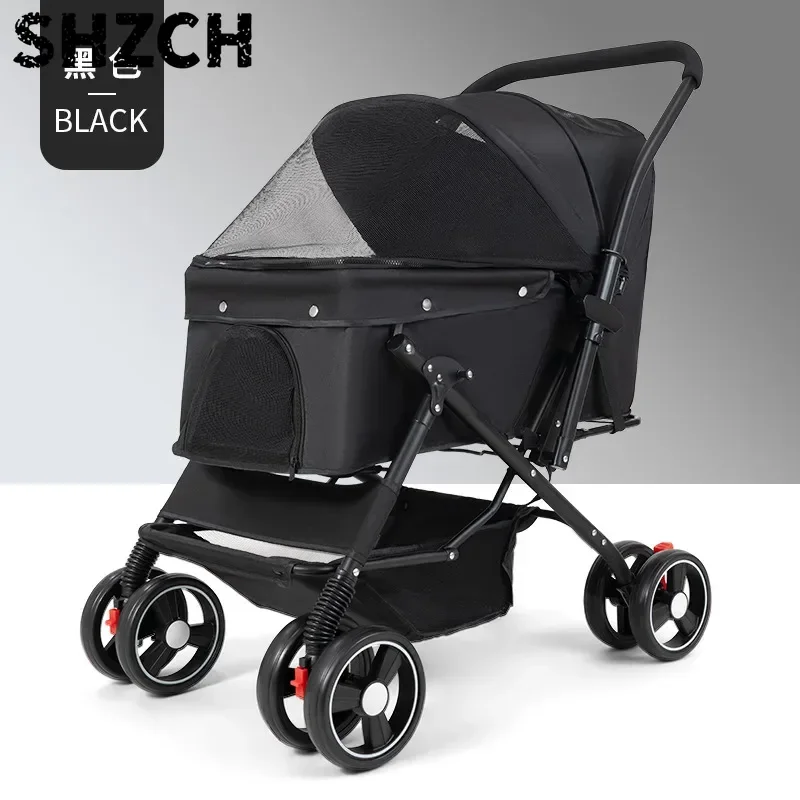 Reversible pet stroller dog dog cat light foldable out pet stroller small dog stroller