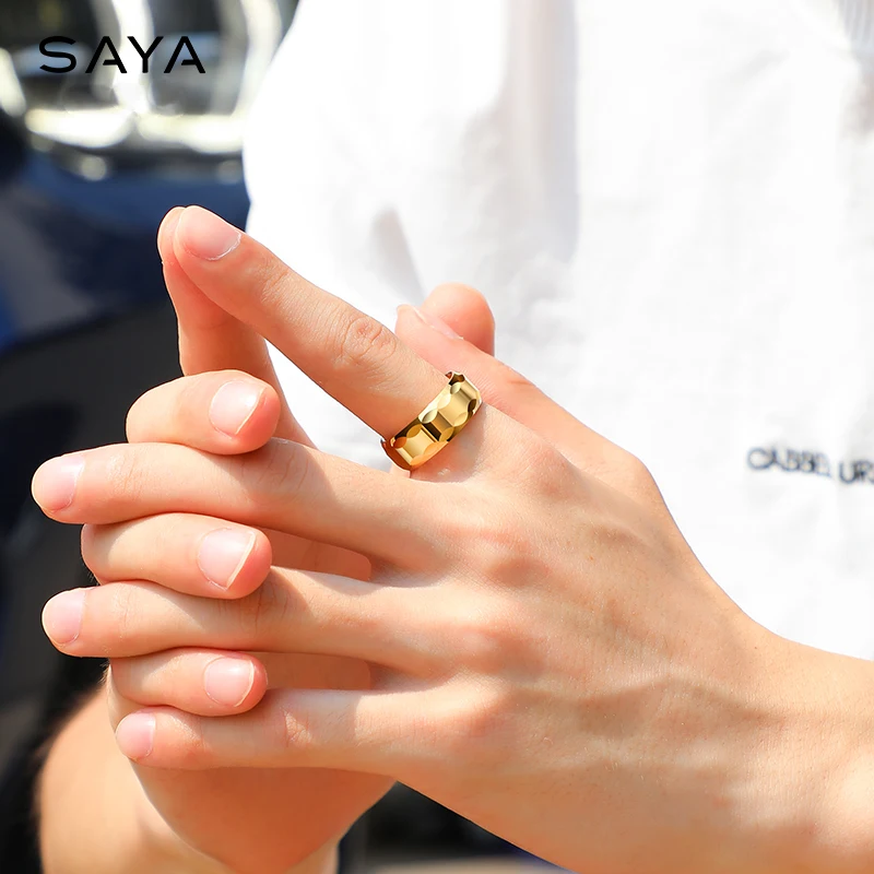 Men\'s Finger Ring 8mm Width High Polished Faceted Tungsten Jewelry Gift Electroplating Gold and Silver,Customized