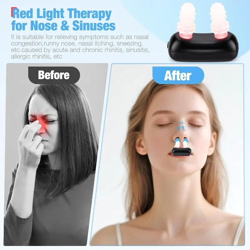 A73U Nasal Therapy Device With Soft Silicone Tips- Cordless Red Light For Nose& Sinus Comfort, For Seasonal Relief Upgrade