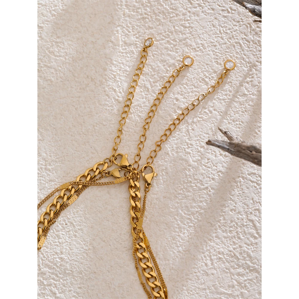 Yhpup Waterproof Stainless Steel Layered Cuban Chain Round Pendant Necklace Stain Less Metal Daily Wear Collar Jewelry GIft