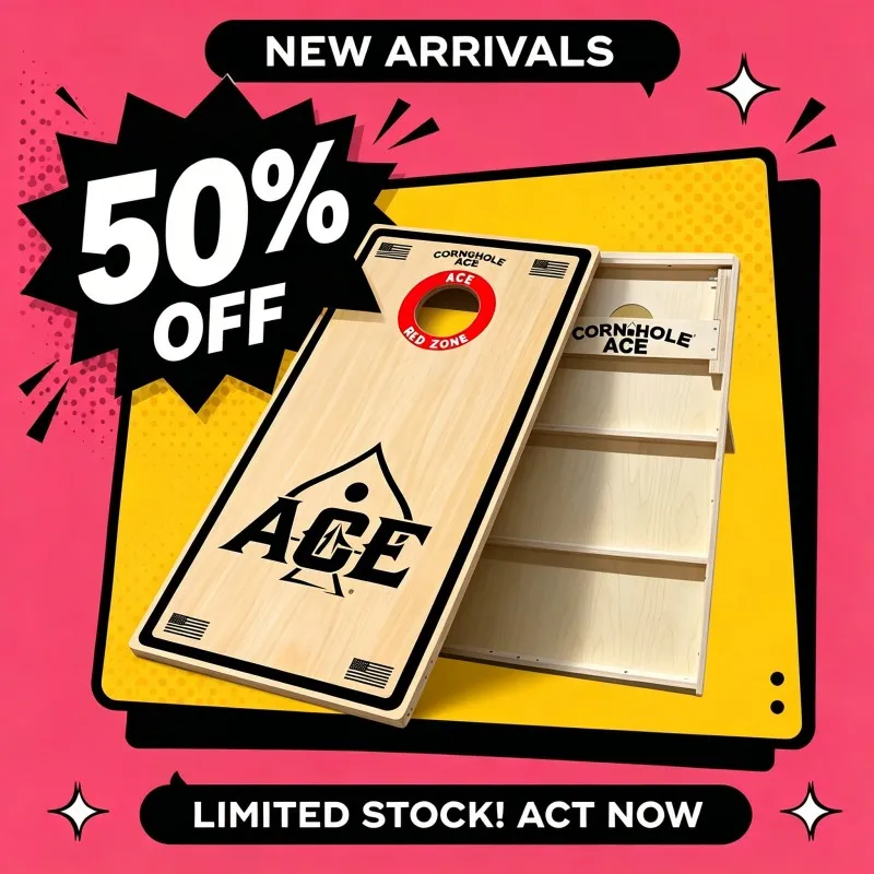

CornholeAce ACE PRO Professional Cornhole Boards 3/4" Baltic Birch Plywood No Bounce Design With Side Handles
