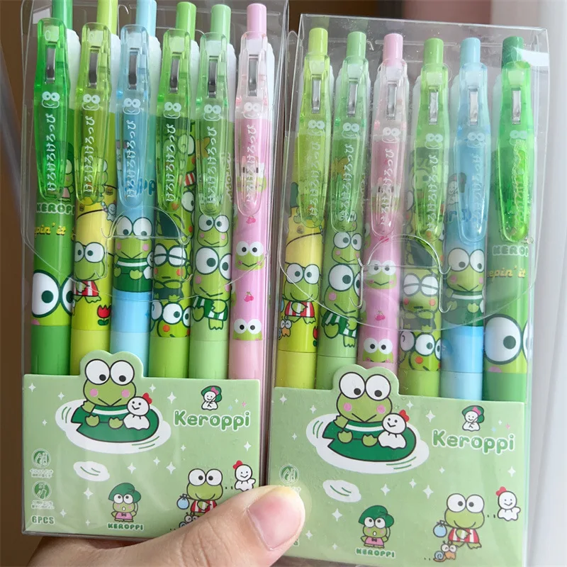 6pcs Set Cute Frog Pens ST Nib Black Ink School Supplies Kawaii Gel Pens Japanese Stationery Aesthetic Pens Back To School