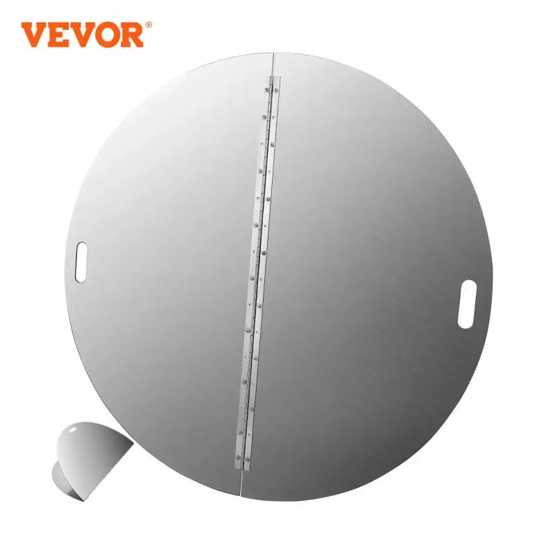 VEVOR 40-Inch Fire Pit Cover Lid Foldable Fireplace Parts with Convenient Handles 430 Stainless Steel Durable Flexible Outdoors