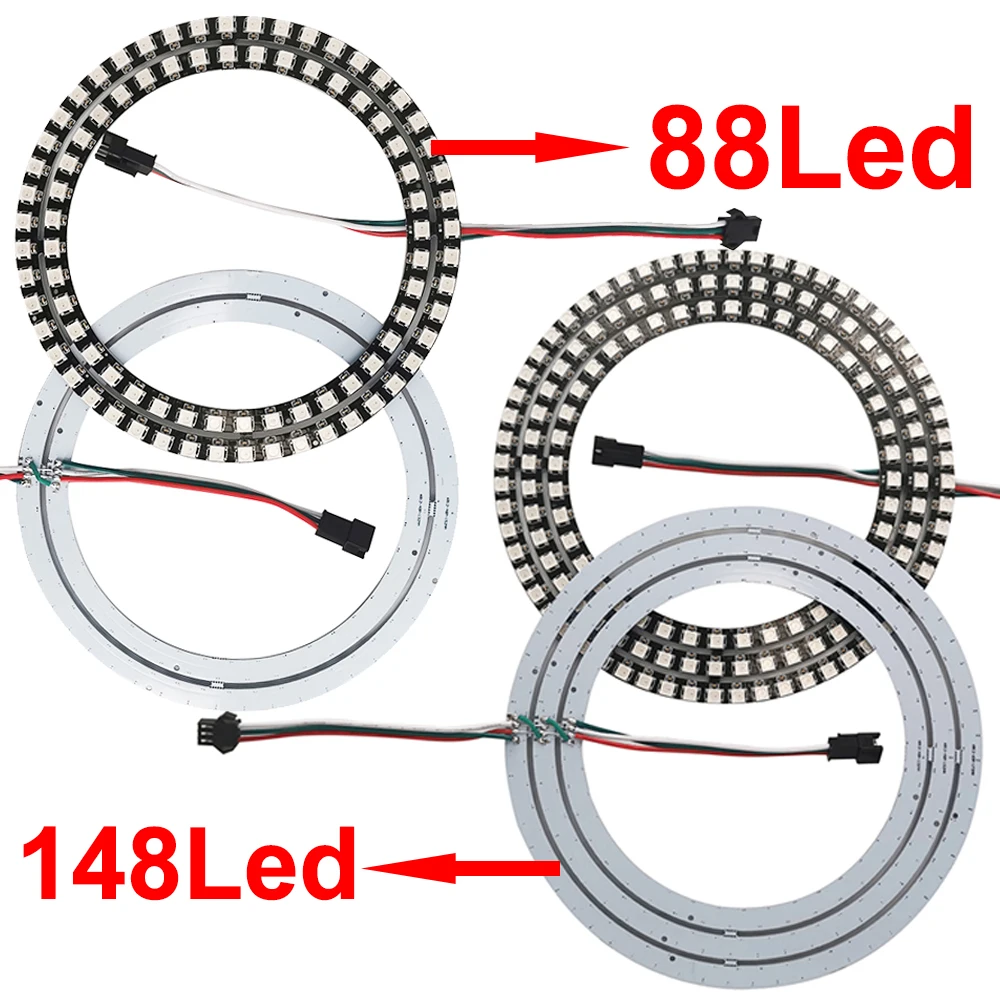 DC5V WS2812B RGB Led Ring Individually Addressable 3Pin WS2812 Round Module 5050 Built-in Pixel 1 8 16 24 35 45 60 88 93 148 241