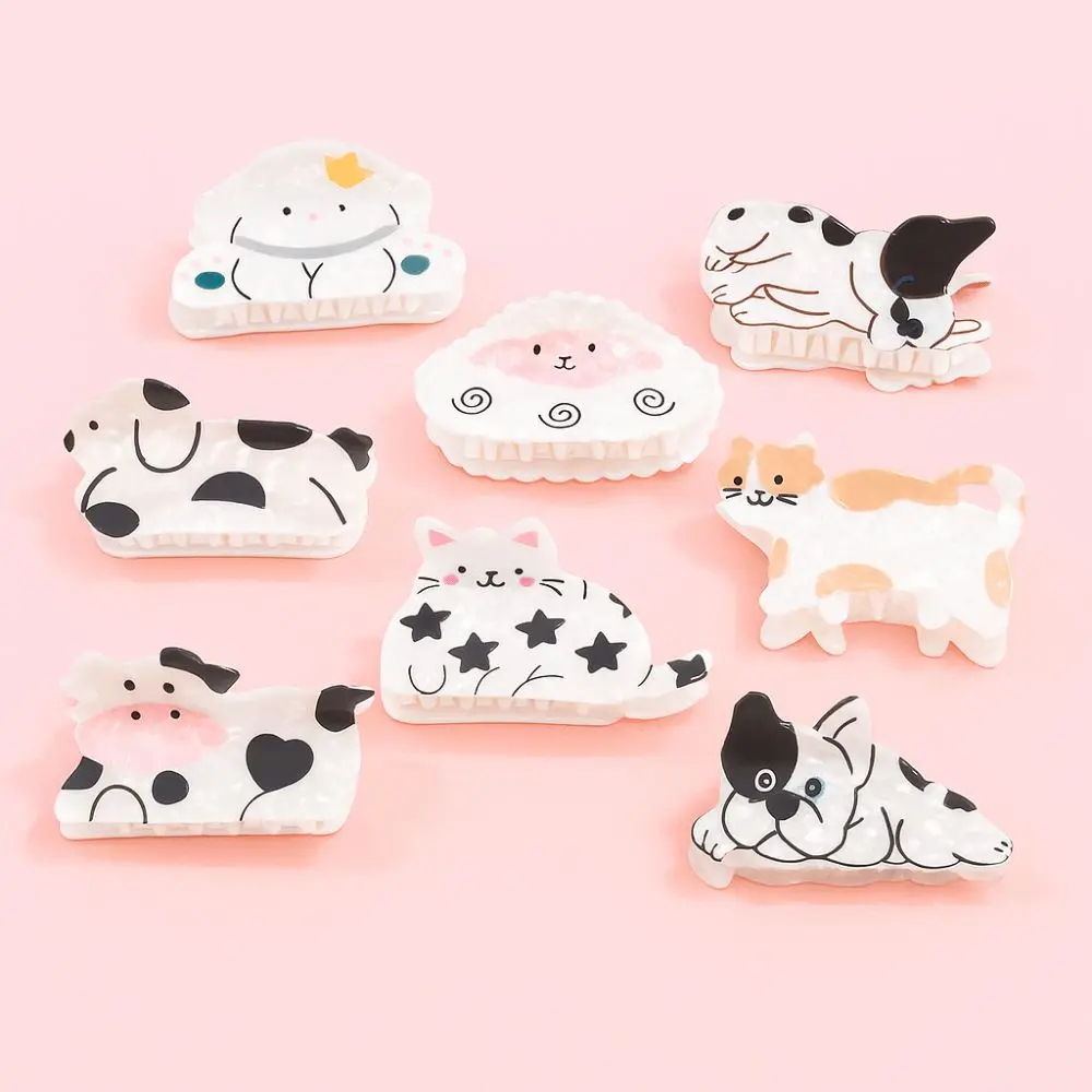 

Fashion Cute Cow Shape Hair Claw Clip Non Slip Dog Shape Animal Hairpin Lightweight Pet Pattern Shark Clip For Medium Thick Hair
