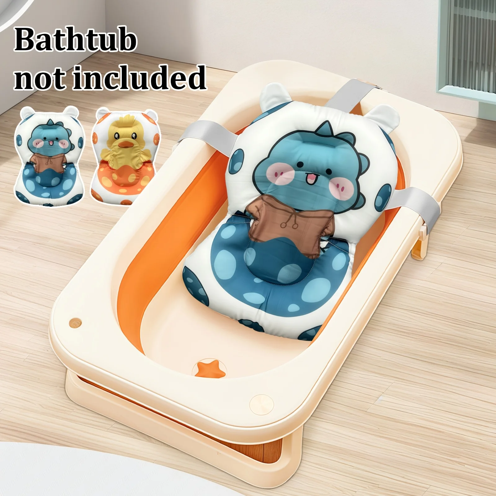 

1 Piece, Baby Bath Cushion with Cartoon Pattern, Adjustable Buckle, Ergonomic Design, Soft and Breathable Fabric, Gentle on Baby's Delicate Skin, the Best Newborn Gift