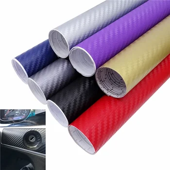 127cmX10cm 3D fibra de carbono vinilo revestimiento para coche rollo de película pegatina para coche estilo de motocicleta negro blanco plata accesorios para coche