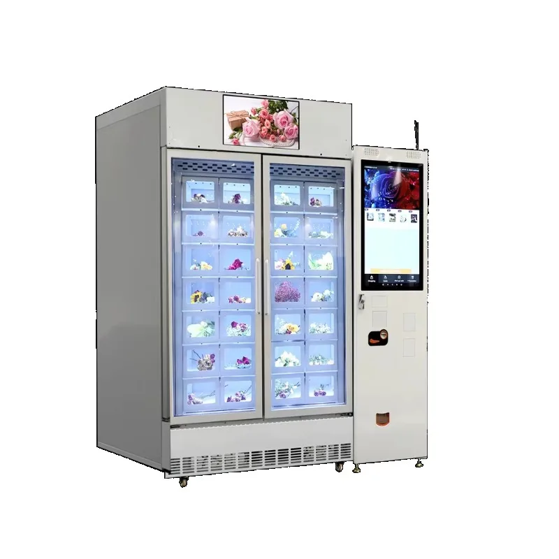 Large-capacity flower vending machine with 21.5-inch touch screen and refrigeration system to keep flowers fresh for longer