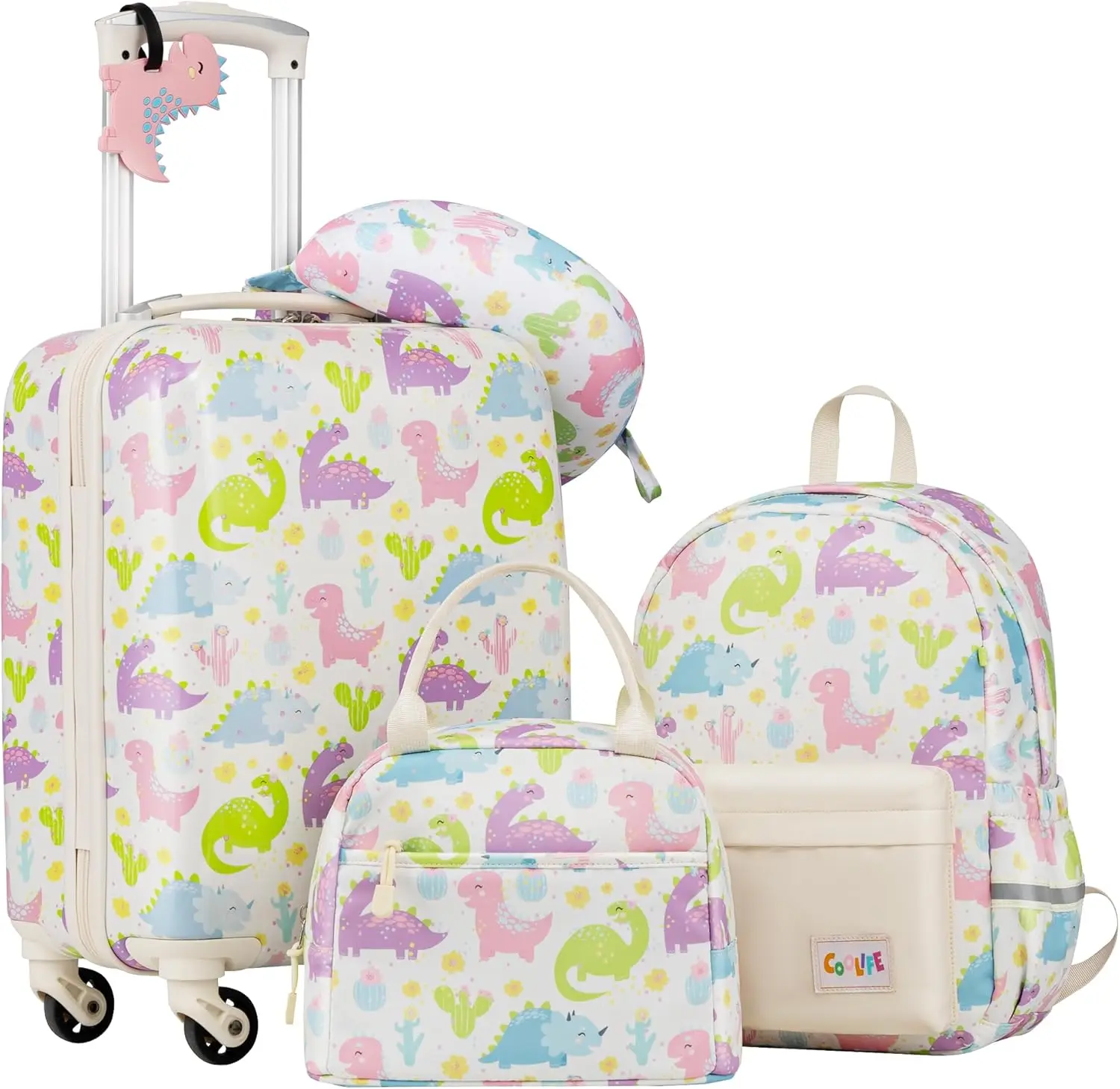 Kid’s Luggage Set 5 Piece Suitcase Set 16’’ Carry on Hardside Spinner Toddler Luggage Travel Rolling Luggage Girls Boys