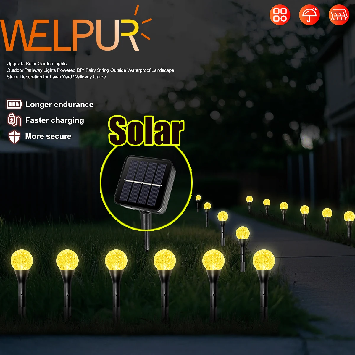 10/20/30LED Solar Pilot Light Outdoor Waterproof Bubble Ball String for Garden Walkway Lawn Decoration Lamp Solar Guiding Light