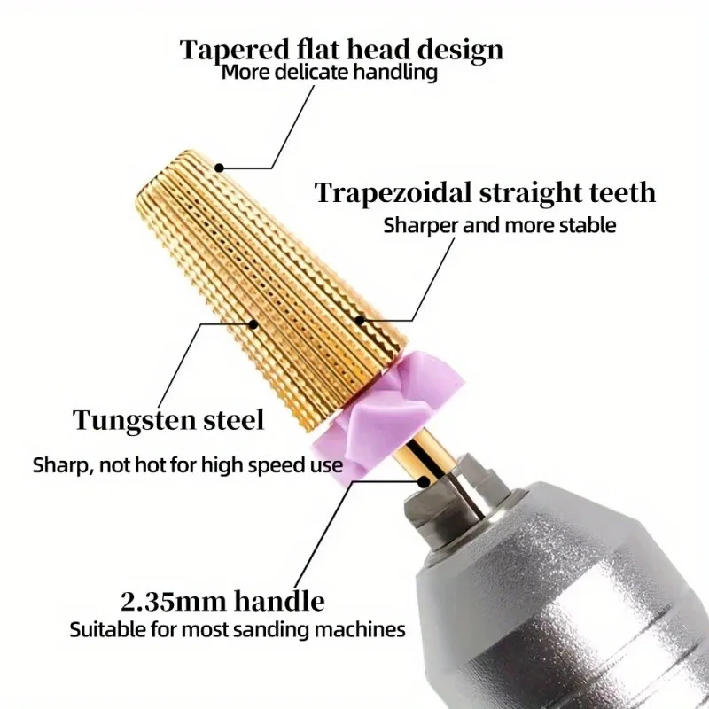 5in1 2XF Tungsten Steel Nail Drill Bits，Multi-Functional Carbide With High Hardness For Long-Term Gel Rem image 3