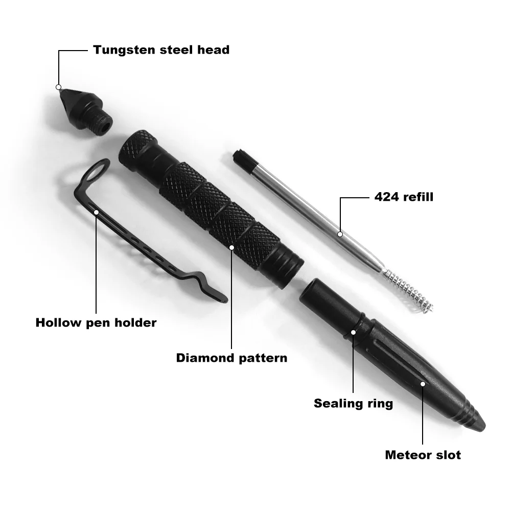 Multifunctional Metal Tactical Pen Anti skid Emergency Glass Breaker Self Defense Supplies