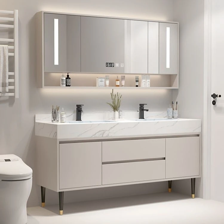 Bathroom combination rock slab seamless integrated washbasin floor-to-ceiling toilet