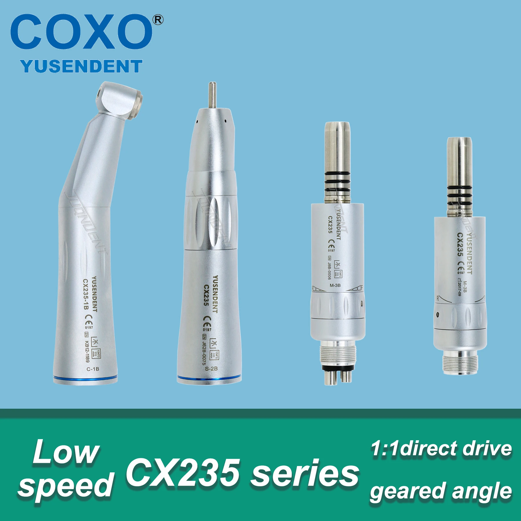 COXO Dental 1:1  Low Speed Handpiece Inner Channel Water Spray Straight/Contra Angle E Type Micromotor Air Motor Dental Tools