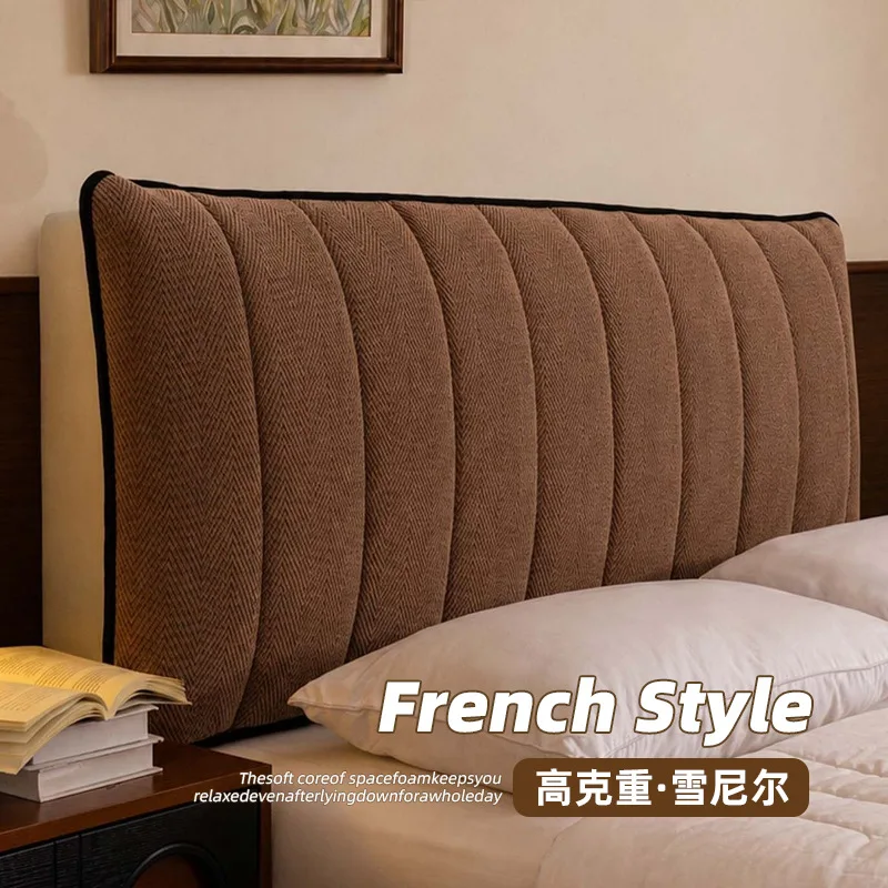 Vertical Bar Plush Bed Back Dust Protector Cover All-inclusive Velvet Headboard Cover Super Soft Smooth Quilted Head Cover