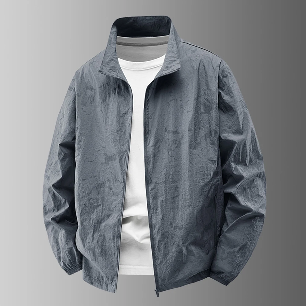 

Мужская повседневная дышащая куртка с длинным рукавом, ультратонкая свободная верхняя одежда высокого качества