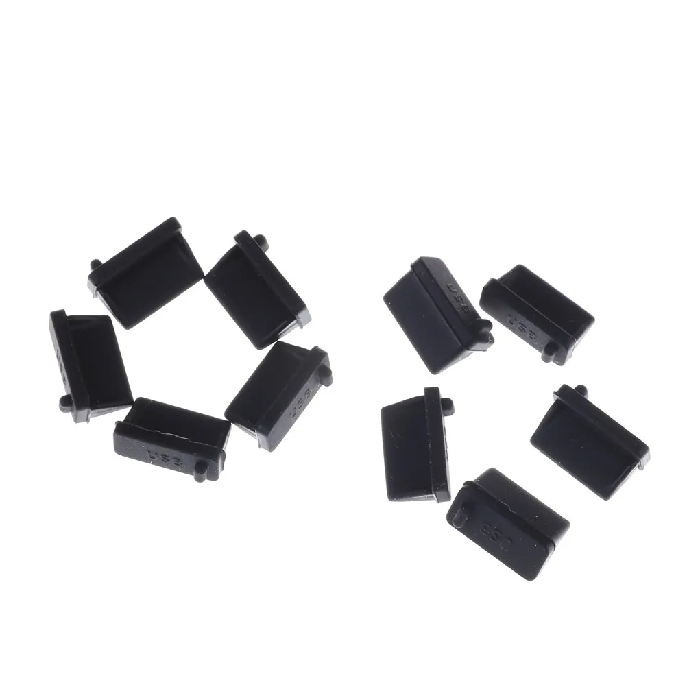 10 Pcs Durable Black Rubber A Type Female USB Anti Dust Protector Plugs Stopper Cover For Computers Digital Products