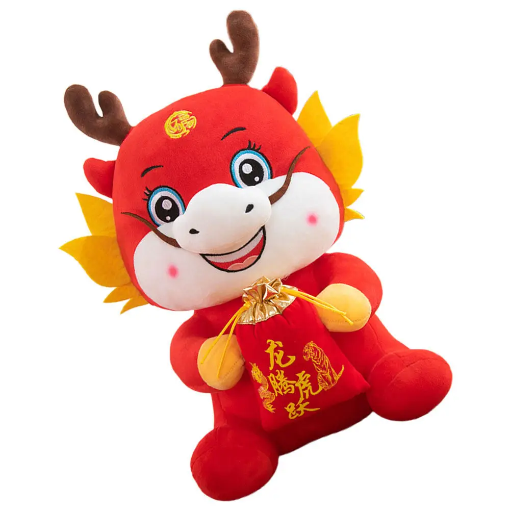 

Stuffed Dragon Animal Decorative Figure for Chinese New Year Gift Bright Color Desktop Ornament Soft PP Cotton Kids