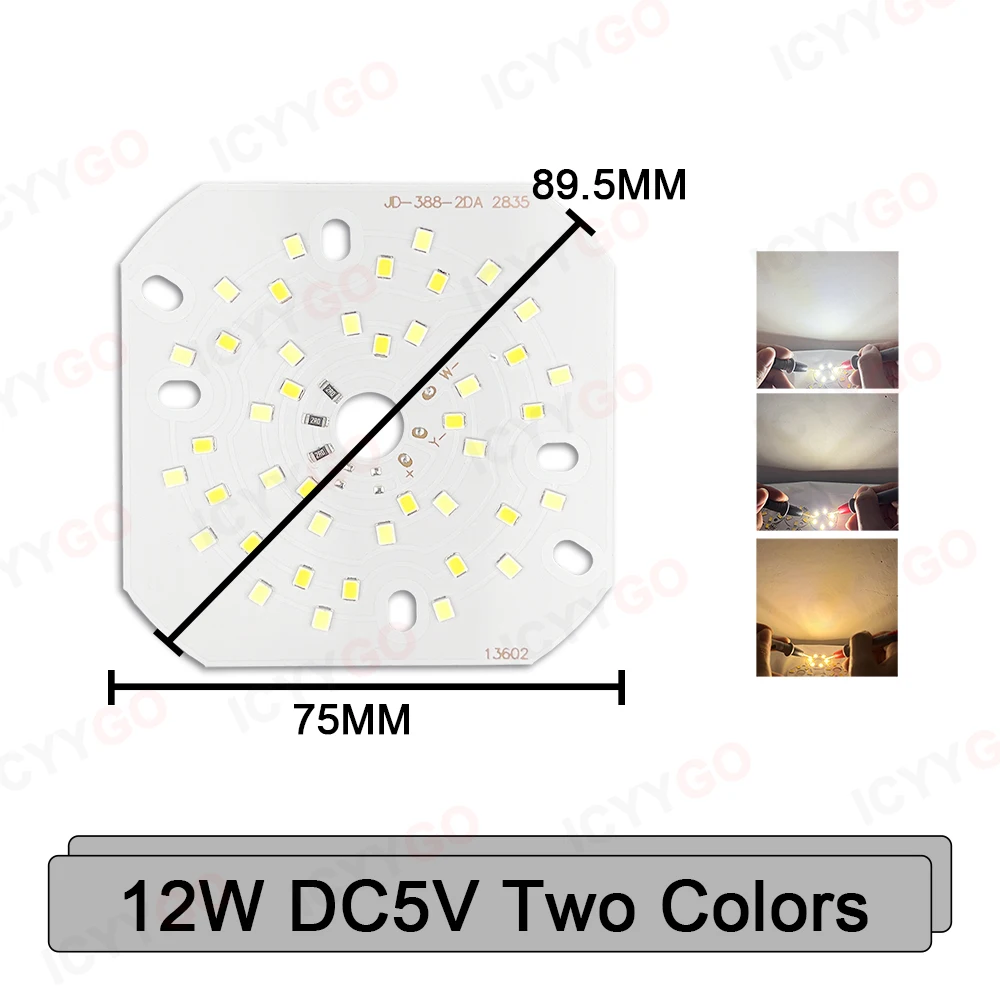 Imagem -03 - Dupla Cor Temperatura Baixa Tensão Bulbo Fonte Luminosa 12w 18w 36w dc 5v