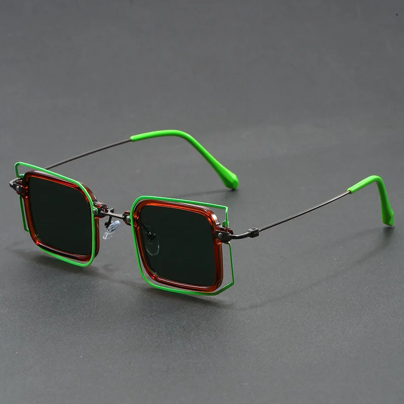 

Новые ретро люксовые брендовые дизайнерские солнцезащитные очки для мужчин и женщин, персонализированные двухслойные квадратные оправы для очков, декоративные солнцезащитные очки для мужчин