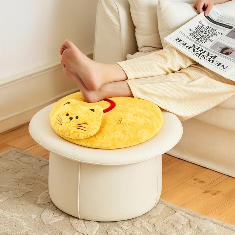 Plush Cushion Black Sheep Fried Shrimp Cat Cheese Mouse Raised Animal Head Round Seat Pad for Quiet Reading Nook Rest