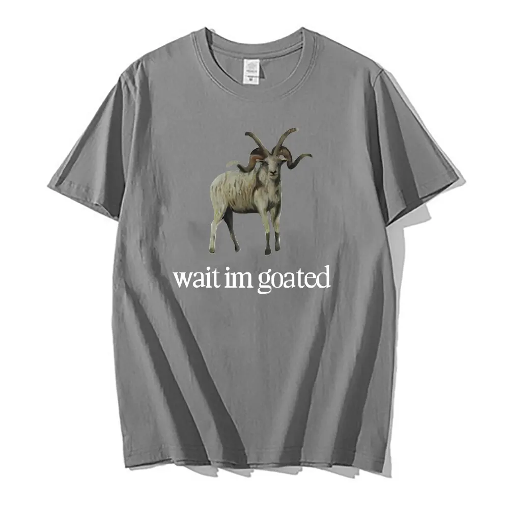 Singer Alex G Wait Im Goated Graphic T-shirt Funny Goat Meme Print Tshirt Unisex Pure Cotton Tees Men Women Oversized T-shirts - Image 4