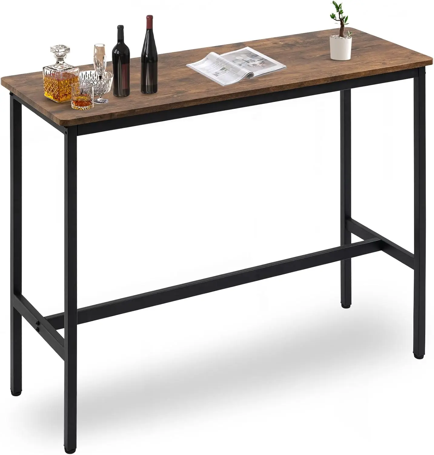

44.5" Bar Table, Pub Table with Adjustable Feet Floor Protector, Narrow Rectangular Kitchen Counter Bar Tables