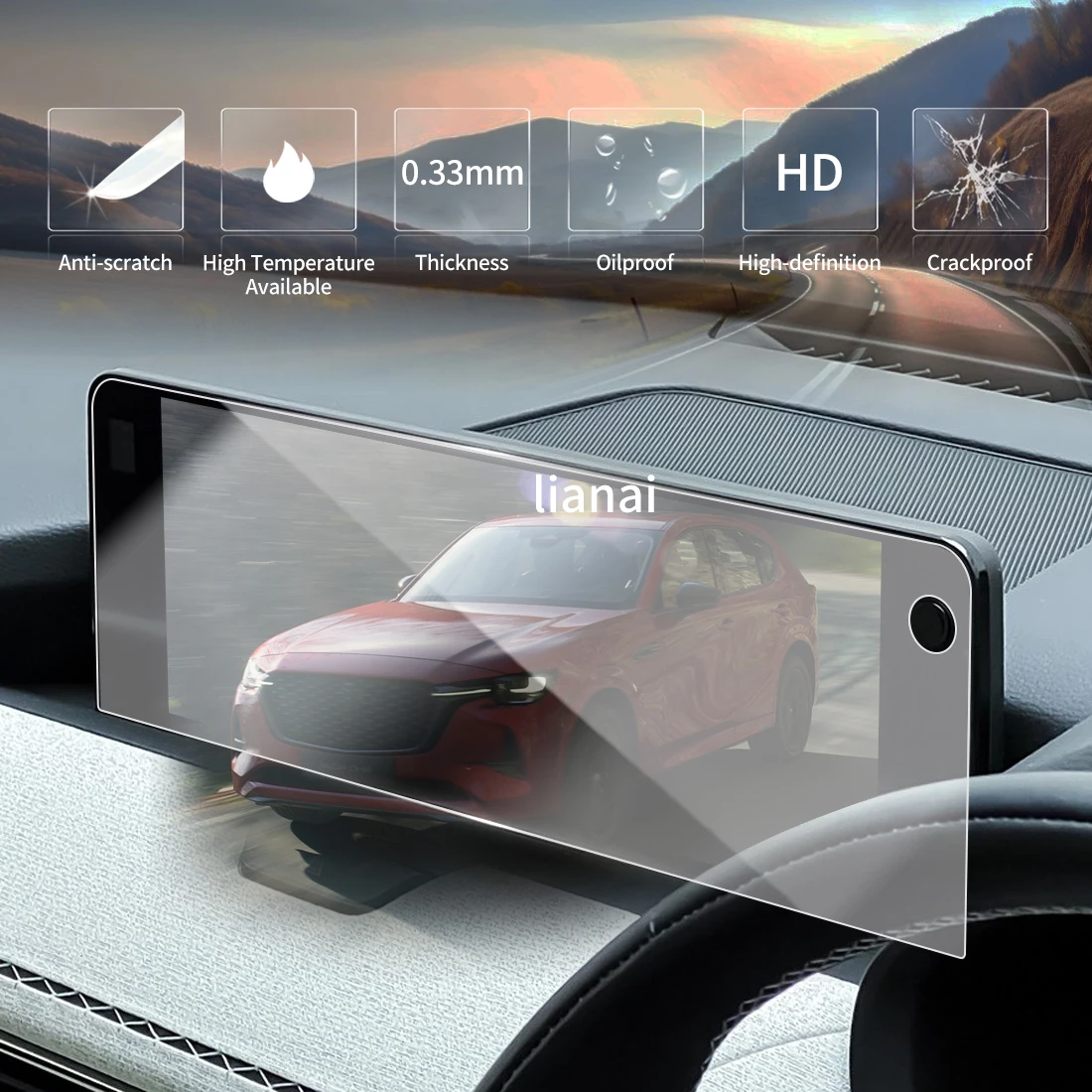 Carplay Screen Protector for 24 MAZDA CX-60 HD Tempered Glass Navigation Aut Car display Stickers Fingerprint-resistant supplies