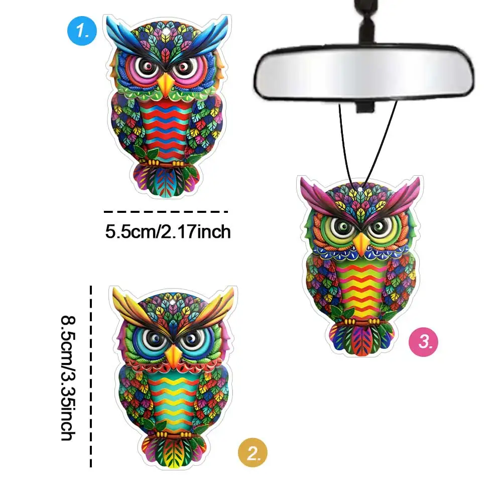 1/5/10pcs a variety of colorful tribal owl car hanging incense, long-lasting air freshener, suitable for trend clips or home