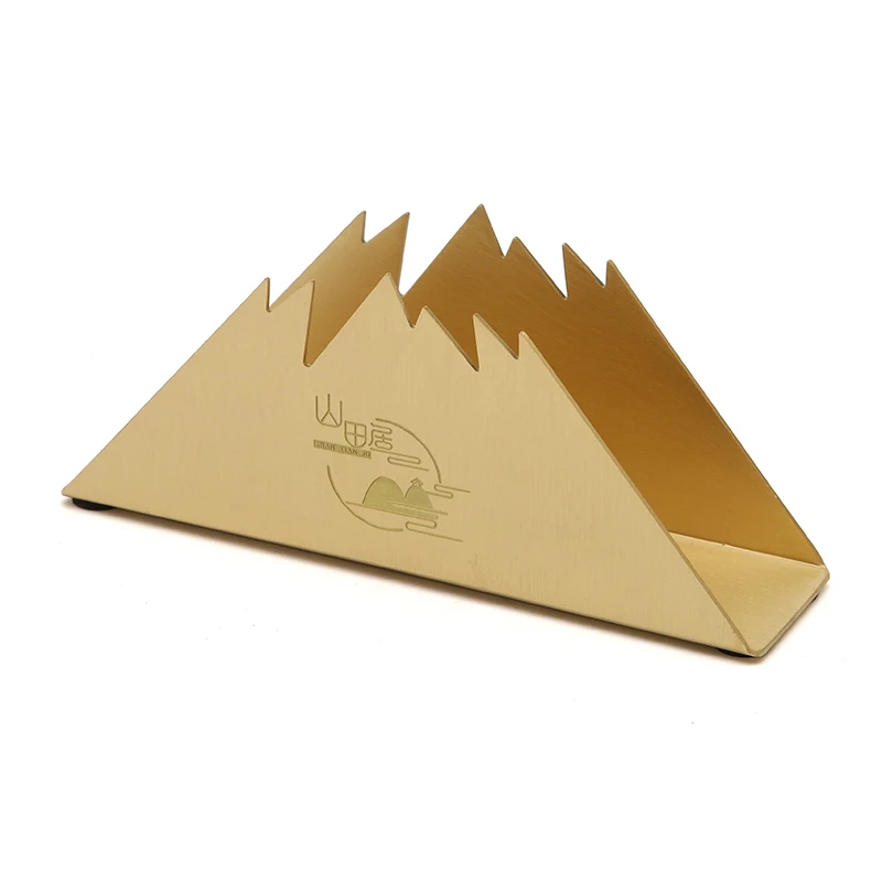 Handmade Upscale Brass Triangle Towel Rack Tissue Holder Hotel Bar Restaurant Cafe Dining Table LOGO Customization view 5