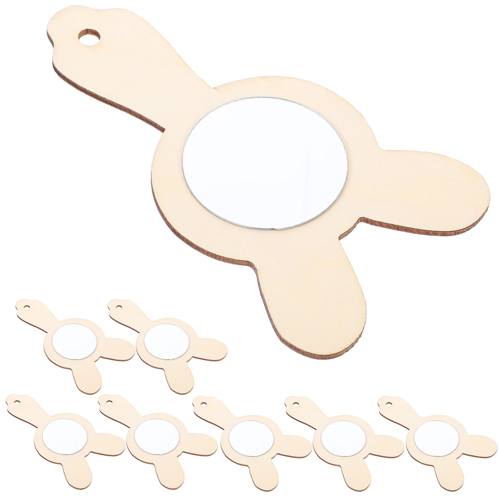 

10pcs Handmade Craft Mirrors Unpainted Wooden Small Handheld DIY Acrylic Painting Blank Mirror for Creative Decoration