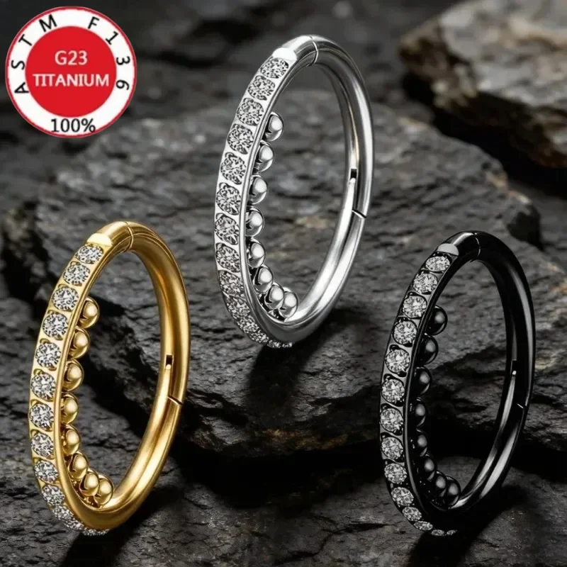 2/5Pcs G23 Titanium Nose Ring Body Jewelry Septum Round Tragus Cartilage Daith Lip Stud Clicker Earring for Women and Men