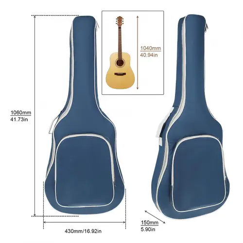 Imagen 2 del producto 1 pieza 40 / 41 pulgadas acolchado resistente al agua gruesa guitarra acústica mochila Gig Bag, bolsa de guitarra de cubierta suave
