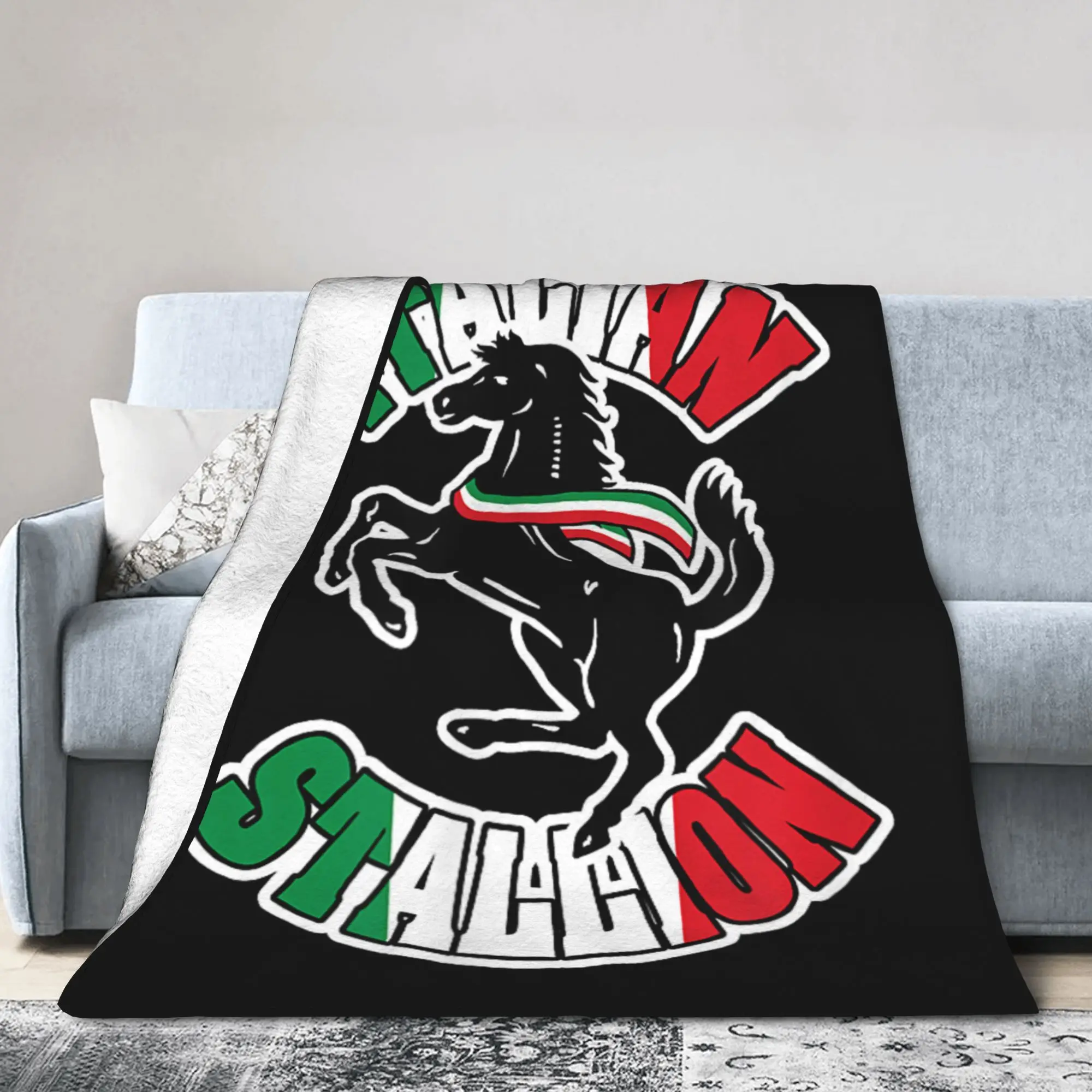 Rockys Italian Stallion Horse Flannel Throw Blankets Boxing Movie for Bed Knitted Blanket Travel Portable Multifunction Throws