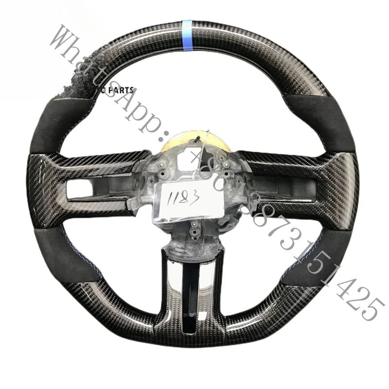 

ForCarbon Fiber Steering Wheel Perforated Leather Mustang 2012~2014 Suede Leather