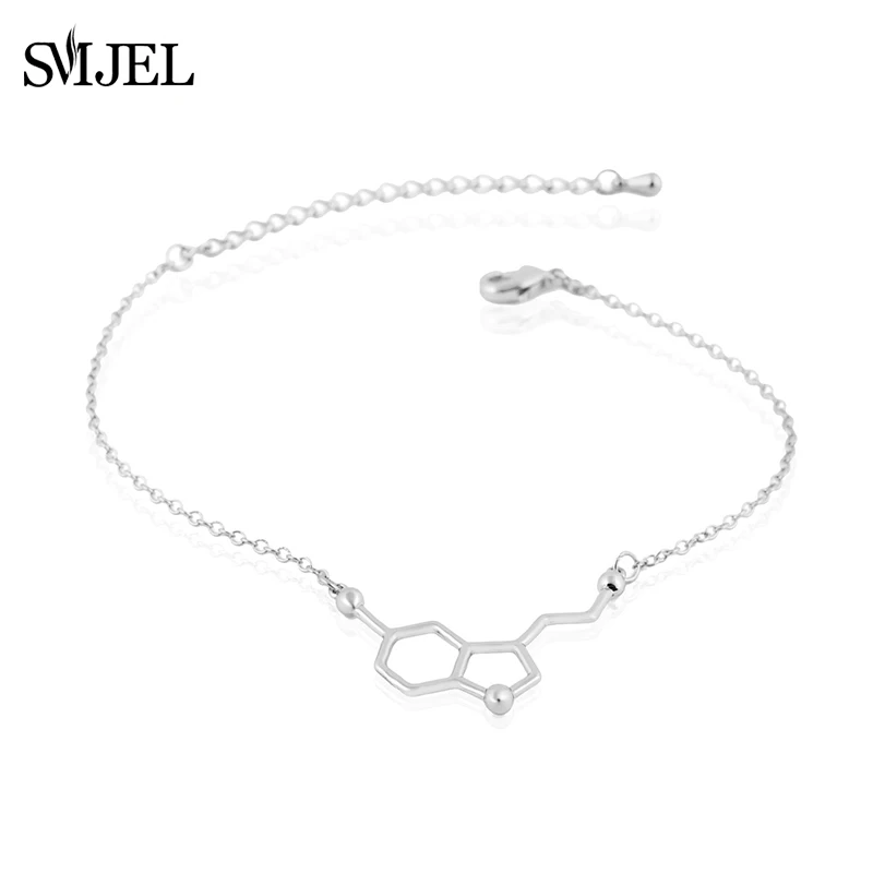 Unique Fashion Serotonin Molecule Bracelets Chemical Formula Charm Bangle Hormone Molecules Bracelet Nurse Jewelry Wholesale