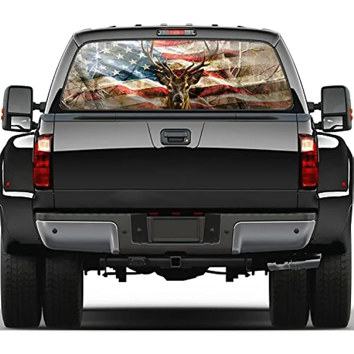 Hsdiokl American Flag Truck Rear Window Decals,High-Definition Print Graphic Deer Truck Window Decals,66''x20''