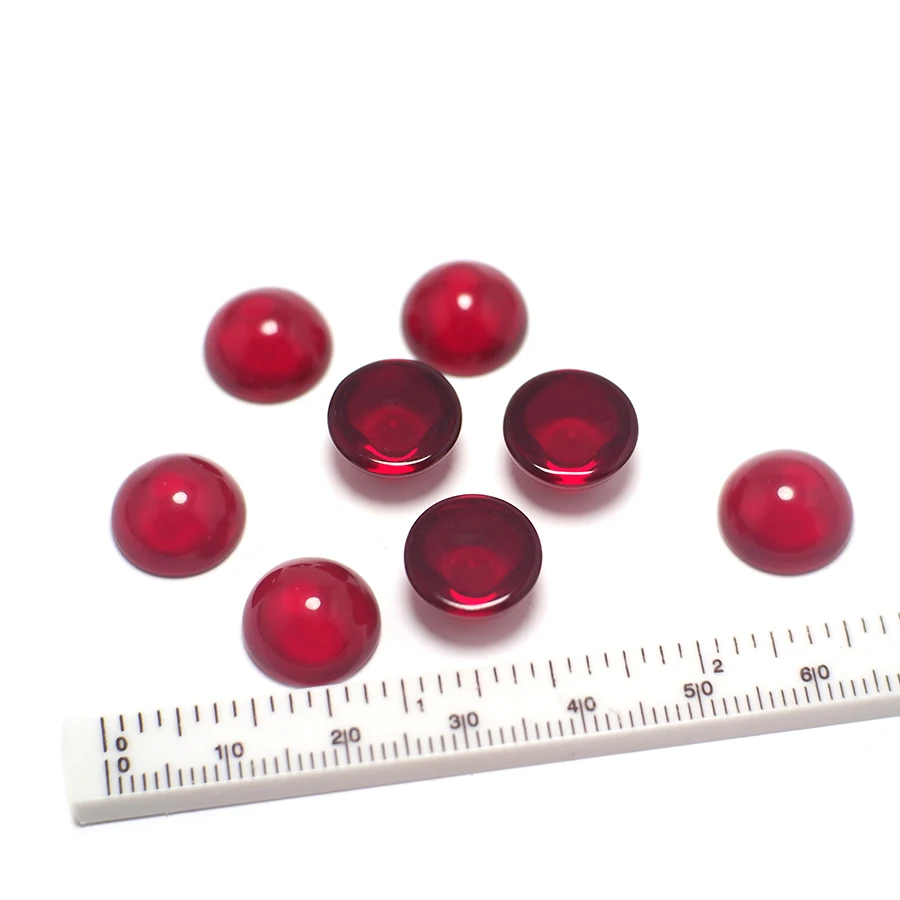 20pcs Red Transparent Glazed Stone,Cabochon 6-10mm 12mm Round Polished Flat Back Stone,Jewelry  Making,Accessories For Earrings