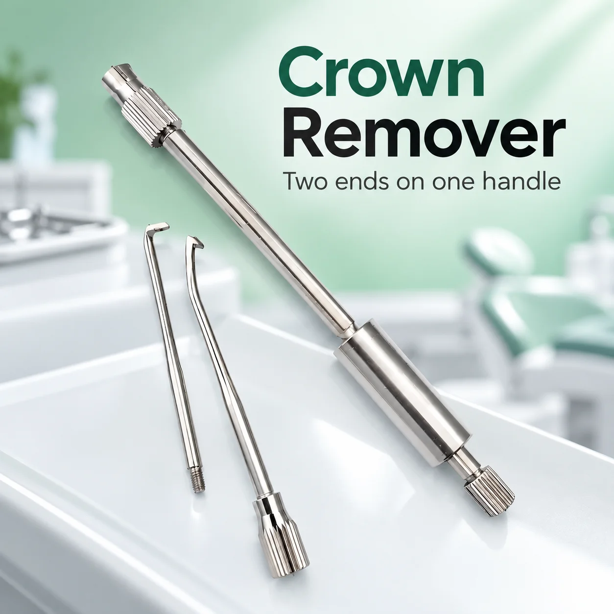 Professional Manual Double Ended Stainless Steel Dental Crown Remover for Crown & Bridge Removal Dental Clinic Lab Use