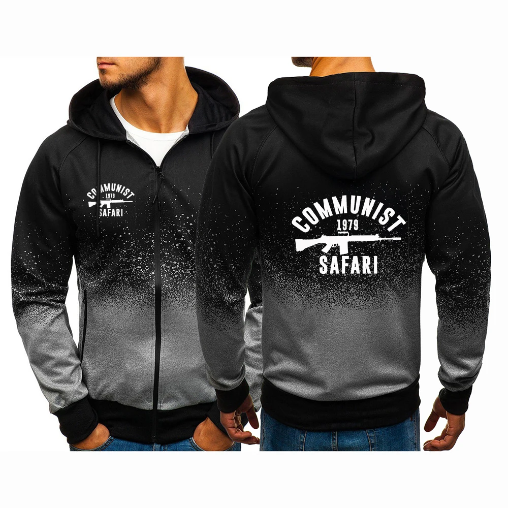 Rhodesia 1979 Safari Popular Spring And Autumn Man's Gradient Color Zipper Jacket Leisure Fashion Hoodies Coat Hoodies