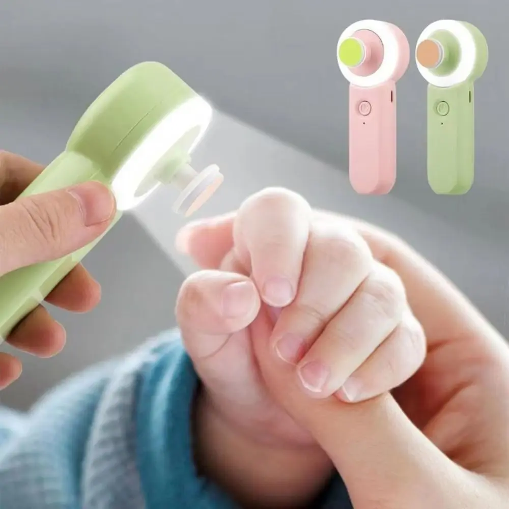 

Anti-clamping Newborn Electric Nail Clipper Low Noise 6 Grinding Heads Luminous Toddler Grinder Set Soft Lamp Portable