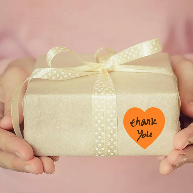 500Pcs Round Heart Blank Handmade Sticker 1inch  Kraft Paper Pink Stickers Stationery Stickers Party Gift Decorations Labels