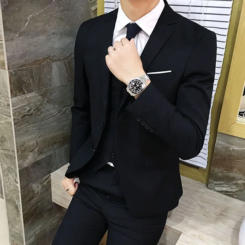 Casual Suits Men's Three-Piece Set Slimming Business Western Style Clothes Smooths Your Silhouette Grooming Wedding Party Dress