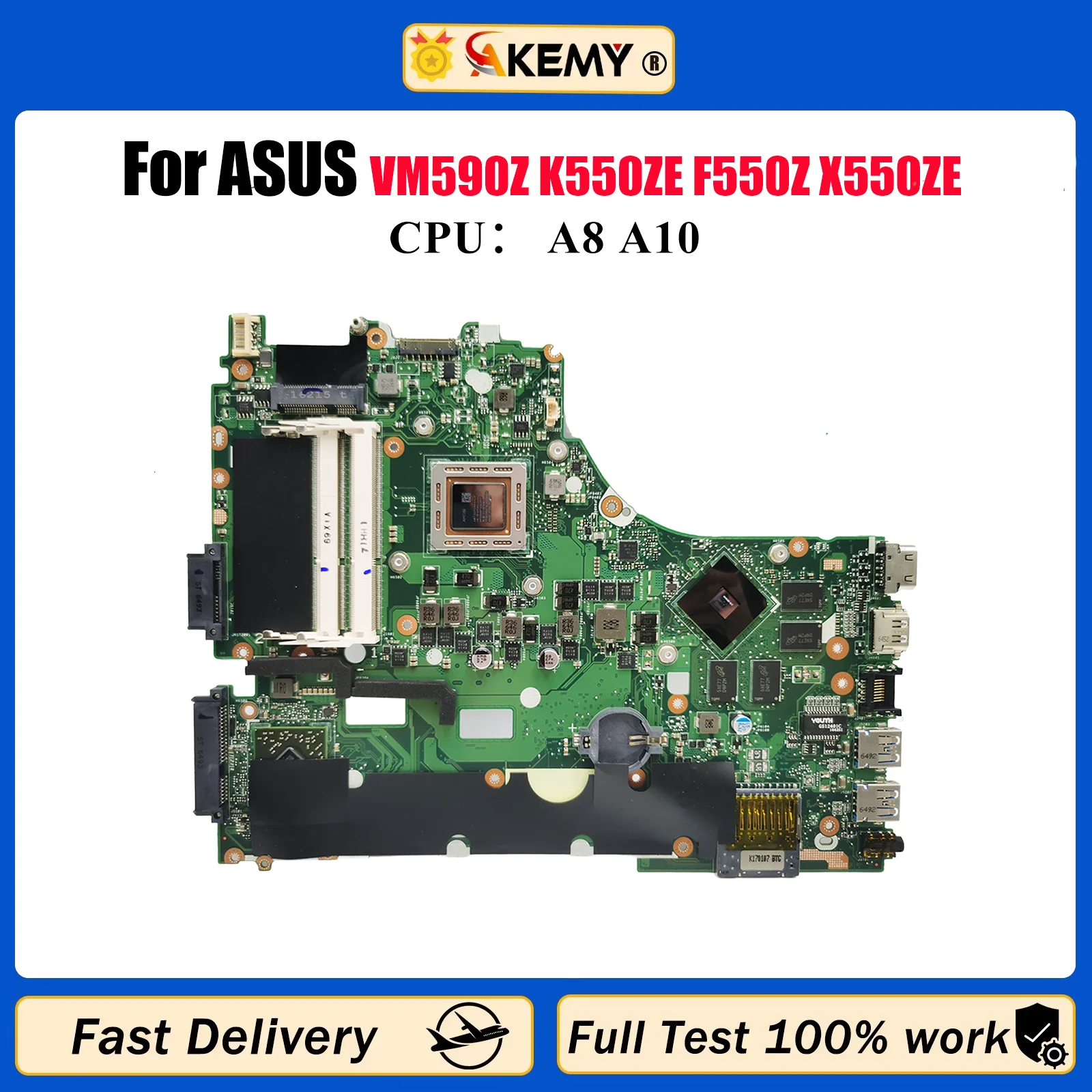 

X550ZE Материнская плата для ноутбука ASUS VivoBook X550Z K555Z A555Z VM590Z K550ZE F550ZE A550ZE X550ZE Материнская плата с процессором A8 A10 stk