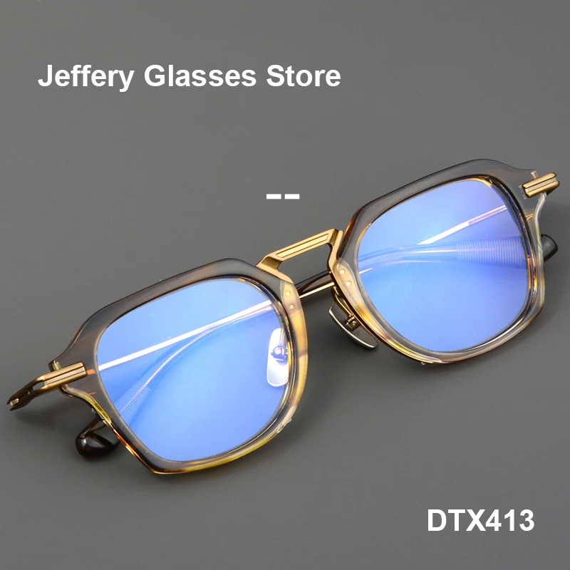 Japanese Men Prescription Eyeglasses Classic Acetate Titanium Retro Optical Reading Glasses Frame Women Anti Blue Lenses DTX413