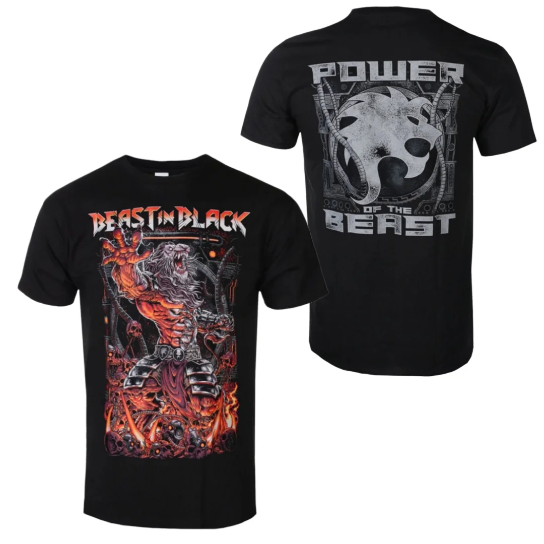 Beast In Black - Power of the Beast Pattern Printed T-shirt - Metal Band T-shirt Suitable for Both Men and Women To Wear
