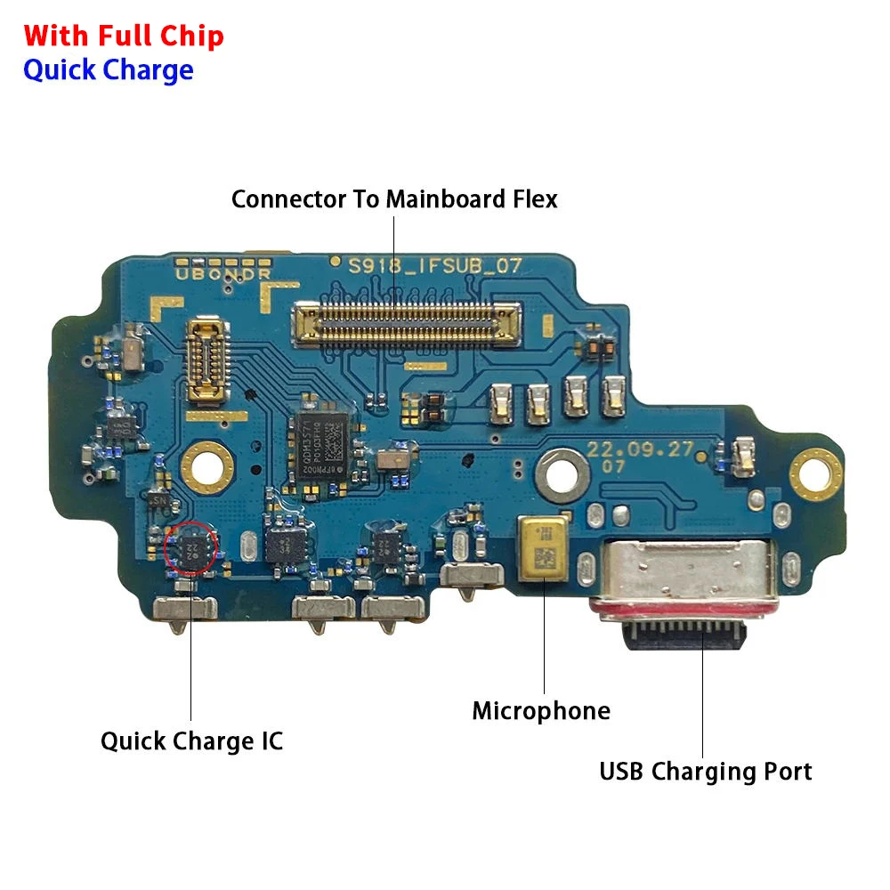 Tested NEW USB Charger Dock Connector Charging Port Flex Cable For Samsung S23 Plus Ultra S916B S916U S911B S911U S918B S918U