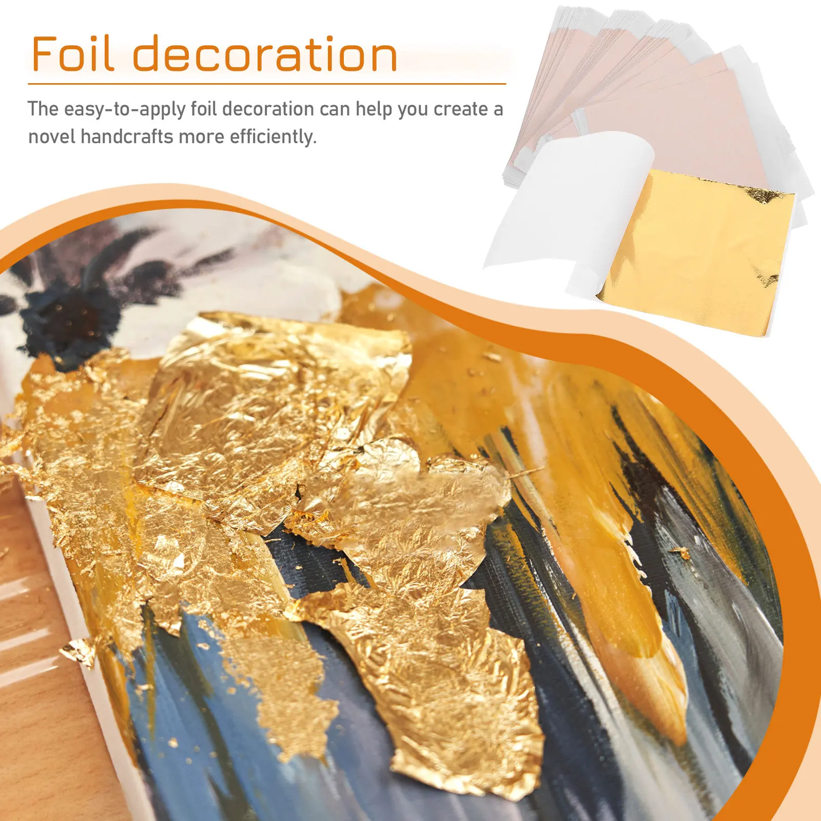 100Sheets Gold Foil Sheets Premium Imitation Gold Leaf DIY Decoration Craft Supplies for Gilding Painting Furnishings Handmade